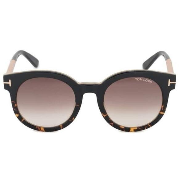 TOM FORD JANINA TF435 ROUND SUNGLASSES Black Tortoise - Picture 1 of 4